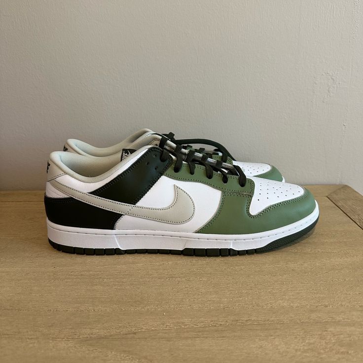 Never Worn Not In Original Box Nike Dunk Low Medium Olive, Nike Shoes Dunk Low, Low Top Nikes, 15 Shoes, Black Athletic Shoes, Athletic Shoes Nike, Cargo Khaki, Dunks Nike, Cute Nike Shoes