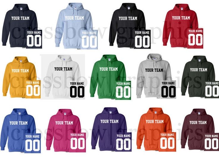 "Add Some Custom Apparel to Your Wardrobe! These Hooded Sweatshirt Jerseys are a GREAT way to do it!   Sweatshirts includes the following features: -50% cotton/50% polyester preshrunk fleece knit -Double-lined hood with color-matched drawcord -Pouch pocket -Custom Team Name on the Front and 2\" Name and 9\" Custom Number on the Back! -You Choose The Team Name, Player Name, and Number for a Custom Look! -We offer many different colors for your custom lettering.  Just let us know what color you wa Avengers Hoodie, Tie Dye Jackets, Pitbull Shirts, Baseball Sweatshirts, Embroidery Hoodie, Football Kids, Kids Wardrobe, Color Name, Vintage Hoodies