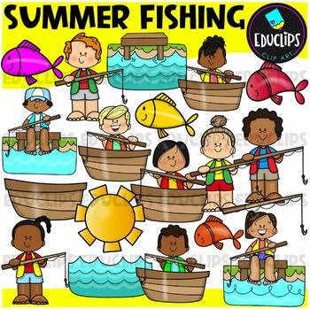 summer fishing clipart for kids