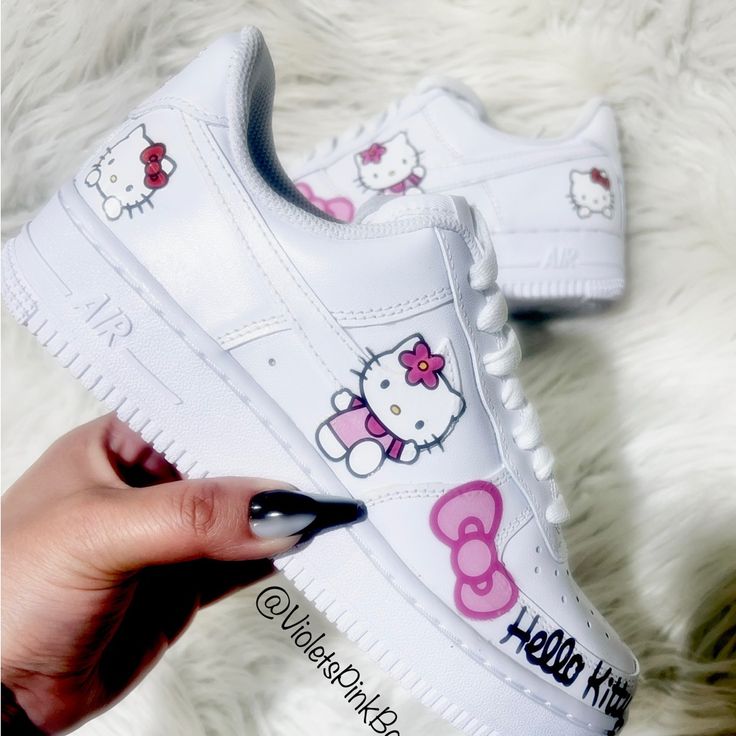 White/ Pink Women’s Hello Kitty Custom Air Force 1 Ships In 1-2 Weeks Cute Hello Kitty Shoes, Sanario Shoes, Hello Kitty Air Force, Baddie Shoes Sneakers, Hello Kitty Custom, Shoes Hello Kitty, Preppy Sneakers, Sarcastic Clothing, Hello Kitty Wallpaper Hd