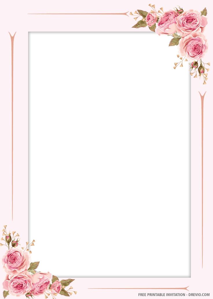 a pink rose frame with gold trim around it