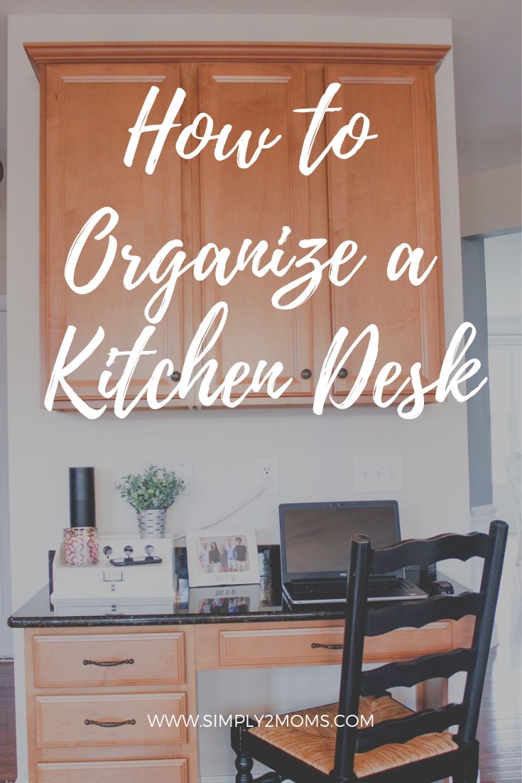 a kitchen desk with the words how to organize a kitchen desk on top of it