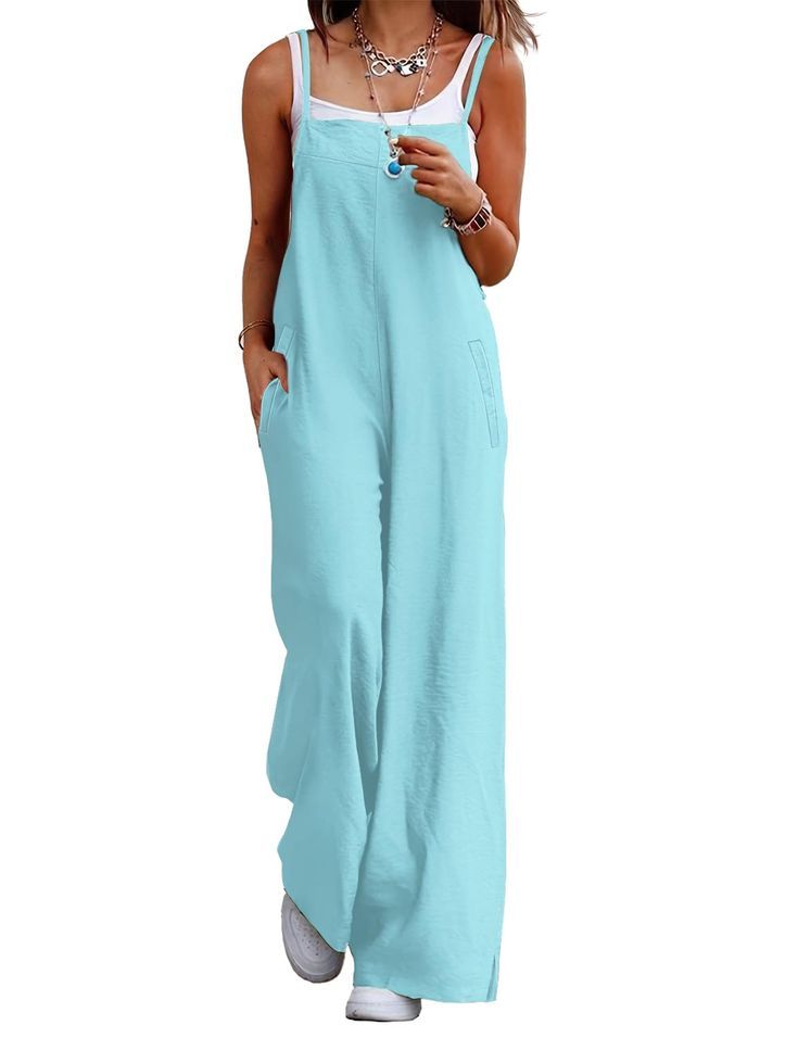 PRICES MAY VARY. Indulge in the comfort and softness of our long bib pants jumpsuit. These summer jumpsuits for women are made of 100% cotton. Soft, comfortable and airy for hot summer and humid days.As a bohemian overalls for women, it comes with a vibrant floral print, that can be eye-catching in the crowd,these long bib pants will add a splash of color to your summer wardrobe. You'll love these casual jumpsuits to throw on, on those lazy days. The loose fit and low crotch allowing for ease of Cheap Light Blue Casual Overalls, Cheap Casual Light Blue Overalls, Casual Full Length Blue Overalls, Blue Beach Overalls Jumpsuit, Bohemian Overalls, Summer Jumpsuits For Women, Blue Non-stretch Casual Overalls, Wide Leg Overalls, Summer Jumpsuits