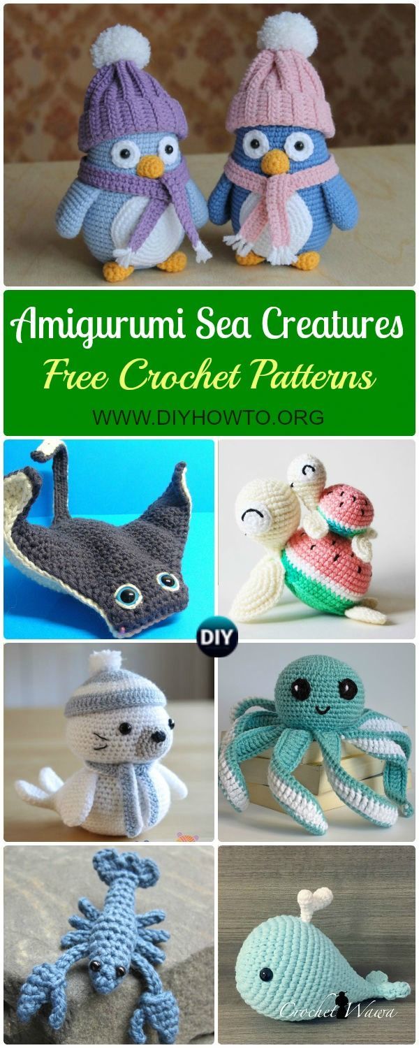 crocheted sea creatures are featured in this book