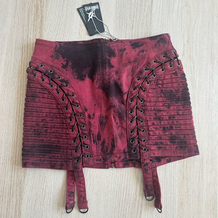 Brand New! Size Medium. Never Worn Fitted Grunge Mini Skirt For Night Out, Red Mini Skirt For Alternative Fashion, Rock Style Red Mini Skirt, Red Rock Mini Skirt, Red Punk Skirt For Fall, Fitted Grunge Mini Skirt, Red Rock Style Mini Skirt, Rock Style High Waist Fitted Skirt, Fitted Rock Style Bottoms For Summer