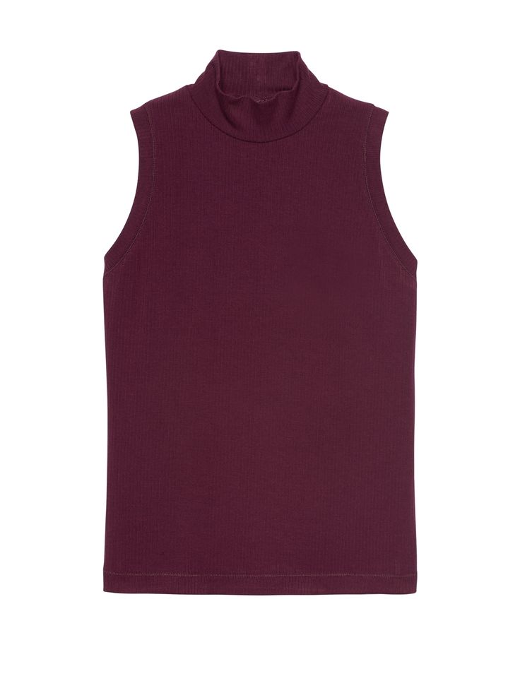 Ribbed Mock-Neck Tank | Banana Republic Fitted Tank Top For Layering In Fall, Stretch Ribbed Tank Top For Layering, Stretch Tops With Ribbed Collar, Solid Ribbed Mock Neck Top For Layering, Stretch Tops With Ribbed Collar For Layering, Ribbed Mock Neck Top For Layering, Stretch Tank Top With Ribbed Neckline For Fall, Solid Color Cotton Ribbed Vest, Solid Color Ribbed Cotton Vest