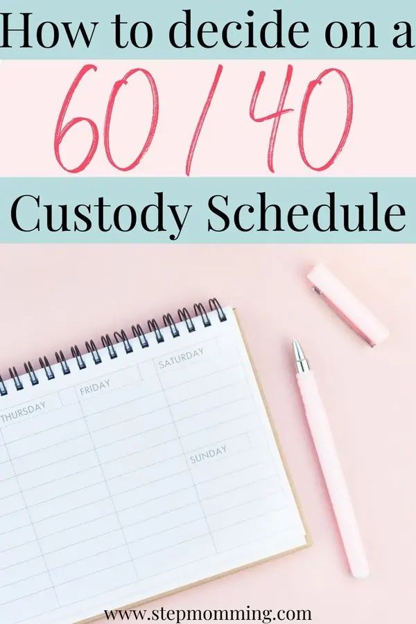 a notepad with the words how to decide on a 60 / 40 custoy schedule