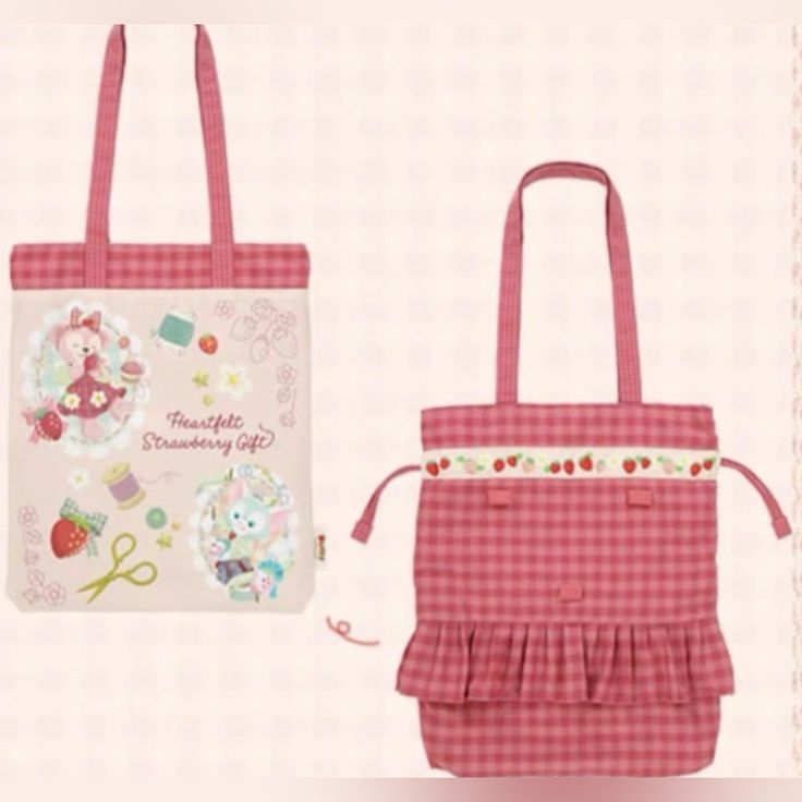 Attention: This Is A Pre-Order Items Since It Takes Around 15 Days To Arrive, Please Message Me Before Place The Order, Thank You! This Tote Bag Is A Hit At The Tokyo Disney Strawberry Valentines Collection. It Sold Out Instantly. It Is Double Side And You Can Carry It Between Two Side Which Make It Like Two Totally Different Bag! The Inner Size (See The Second Pics) Even Have Hole For Tokyo Disney Keychain! Great Match For The Strawberry Valentines Keychain Collection! Don’t Miss This Chance To Pink Disney Bag For Daily Use, Disney Bags For Daily Use, Daily Disney Style Bag, Cute Tote Shoulder Bag For Daily Use, Kawaii Tote Bag With Removable Pouch, Disney Satchel Bag For Everyday Use, Disney Style Shoulder Bag For Everyday Use, Cute Bag With Removable Pouch And Double Handle, Disney Style Rectangular Shoulder Bag For School