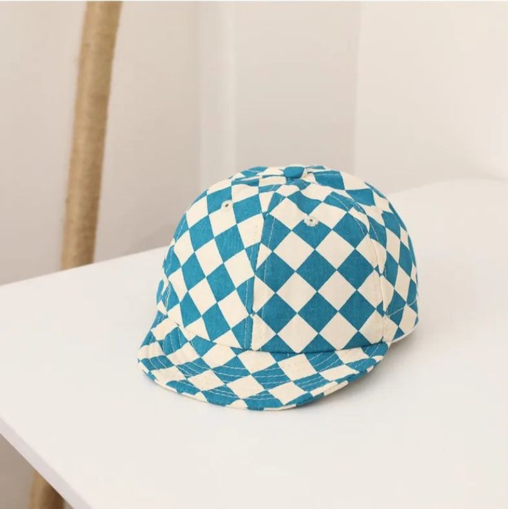 Checkered Baseball Cap Size: 45-50cm Playful Adjustable Cotton Baseball Cap, Blue Adjustable Flat Cap Snapback Hat, Adjustable Blue Flat Cap Snapback Hat, Retro Cotton Flat Cap, Blue One Size Flat Cap Baseball Cap, Adjustable Flat Bill Baseball Cap, Blue Adjustable Flat Cap, Adjustable Blue Flat Cap, Playful Cotton Snapback Trucker Hat