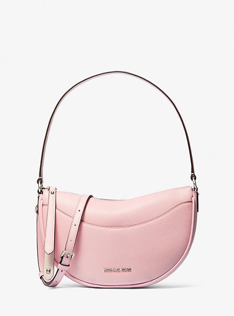 A nod to popular ‘90s handbag styles, our Dover crossbody is crafted from soft pebbled leather in a sleek, crescent-shaped silhouette. It opens to a logo-lined interior sized to fit your phone, cardholder and keys. The wide strap is just long enough to be worn cross-body, making it a perfect on-the-go option. Michael Kors Business Shoulder Bag With Adjustable Strap, Leather Shoulder Bag With Silver-tone Hardware For On-the-go, Leather Crossbody Shoulder Bag With Silver-tone Hardware, Classic Leather Saddle Bag With Silver-tone Hardware, Michael Kors Leather Shoulder Bag With Silver-tone Hardware, Modern Michael Kors Shoulder Bag For Business, Michael Kors Leather Bags With Silver-tone Hardware, Modern Michael Kors Business Shoulder Bag, Michael Kors Leather Top Handle Satchel