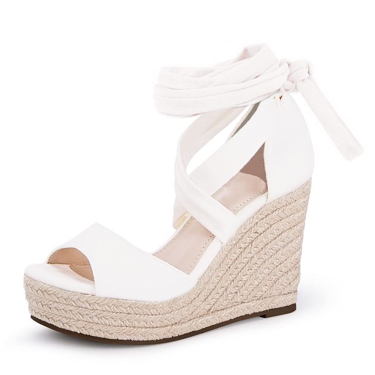 PRICES MAY VARY. Classic espadrille sole, faux suede soft vamp Super cute summer sandals, these wedge shoes features jute rope platform heel, with ankle strappy, the high wedged heel design make your legs looked more skinnier and longer, also keep you comfortable wear all day. Lace up self tie closure, easy to wear on/ off. Has black, khaki, pink, navy, beige, brown, leopard, red 8 colors selection. Easy Matching: These wrap up pumps wedges perfect for wear with casual style dress, shorts, jeans Summer Dress Shoes, Summer Dresses Shoes, Womens Espadrilles Wedges, Comfortable Wedges, Cute Wedges, Women's Espadrilles, Wedges Sandals, High Heel Wedges, Heels & Wedges