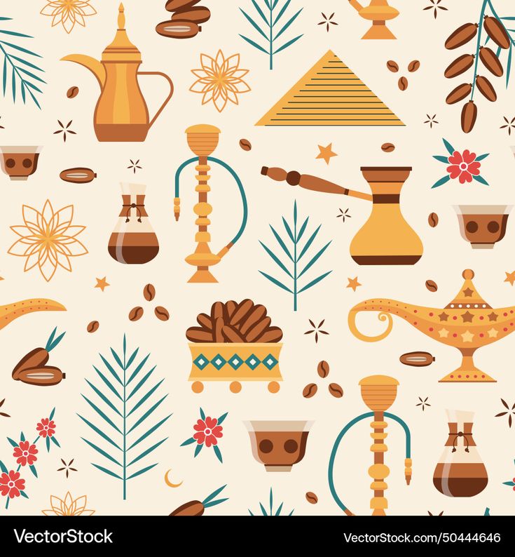 seamless pattern with coffee and teapots