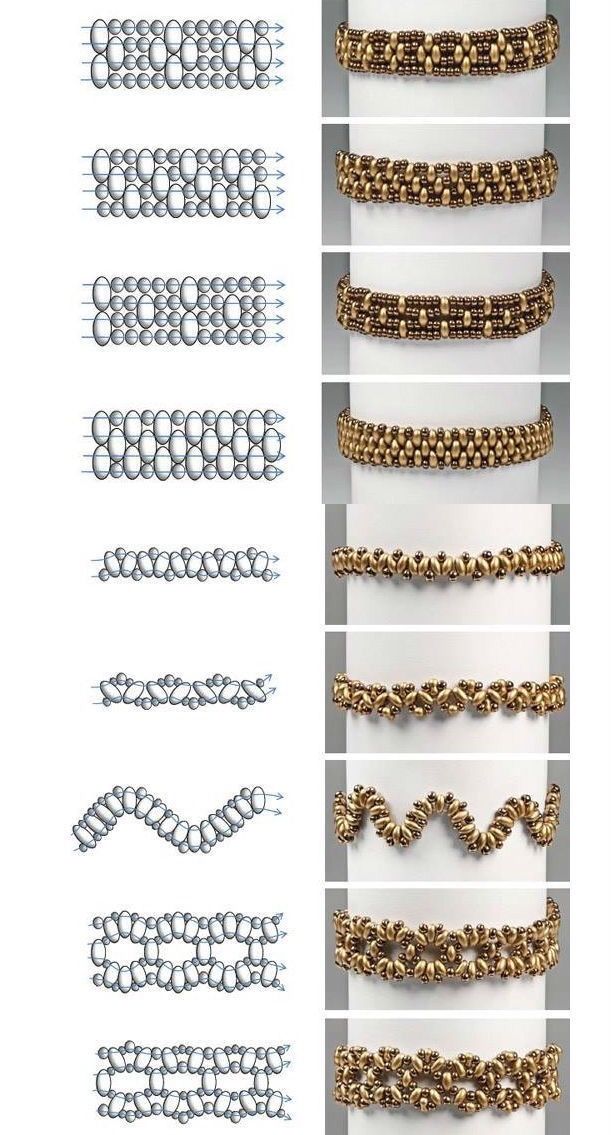 several different types of bracelets are shown in the same row, and each has an individual