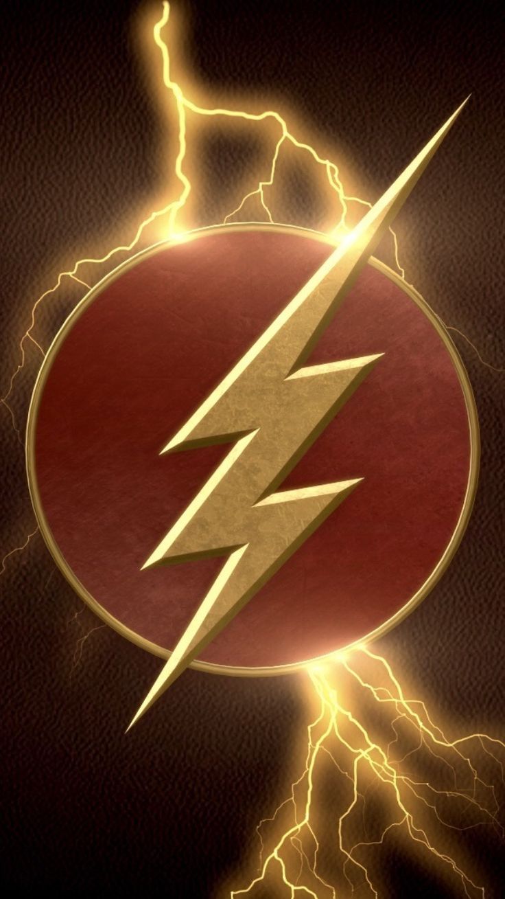 the flash logo is shown in front of a dark background with lightnings and stars