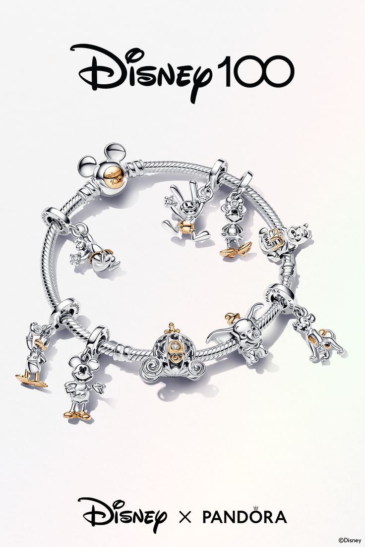 Disney Pandora Bracelet, Disney Charm Bracelet, Pandora Bracelet Charms Ideas, Pandora Charms Disney, Pandora Bracelet Designs, Disney Bracelet, Hello Kitty Jewelry, Pandora Gold, Disney Charms