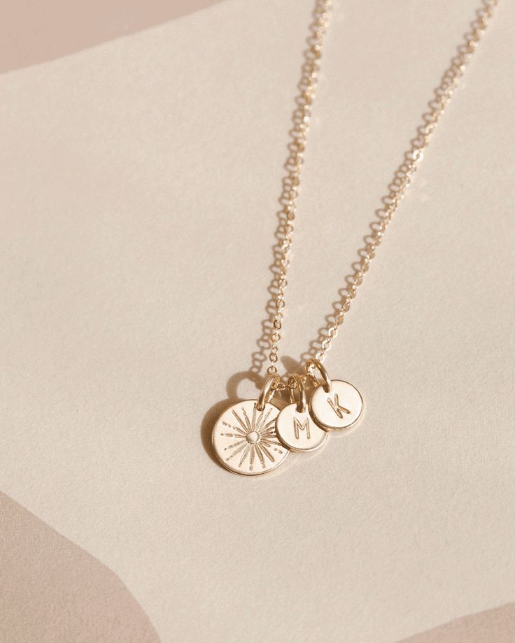 Directions: Add your initials. Wear everyday. Engraved Flower Pendant Jewelry For Everyday, Everyday Engraved Flower Pendant Jewelry, Dainty Initial Pendant Necklace With Charms, Everyday Personalized Flower Pendant Charm Necklaces, Everyday Rose Gold Flower Pendant Jewelry, Sterling Silver Initial Pendant Charm Necklace For Mom, Minimalist Necklaces With Round Pendant Charms, Everyday Rose Gold Charm Necklace, Everyday Rose Gold Flower Pendant Necklace