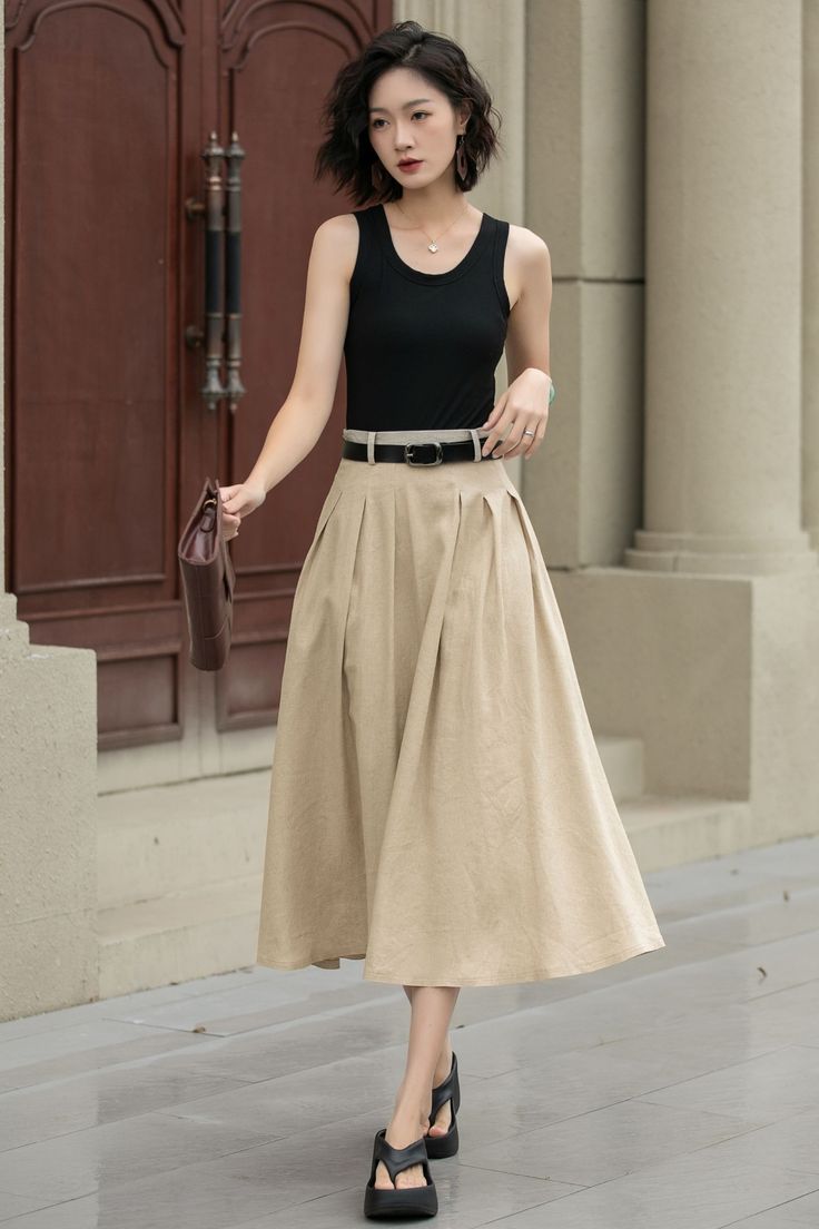 Stay chic and comfortable in this pleated midi beige linen skirt with pockets. 

SKU 5237 
Link in bio 

#Fashion #Style #LinenSkirt #BeigeSkirt #MidiSkirt #Xiaolizihandmade Midi Beige Skirt Outfit, Elegant Summer Midi Pleated Skirt, Elegant Summer Pleated Skirt In Solid Color, Elegant Summer Maxi Skirt With Pleated Hem, Elegant Solid Color Pleated Skirt For Summer, Beige Pleated Maxi Skirt For Summer, Neutral Midi Skirt For Summer, Casual Pleated Waist Maxi Skirt For Work, Summer Beige Pleated Maxi Skirt