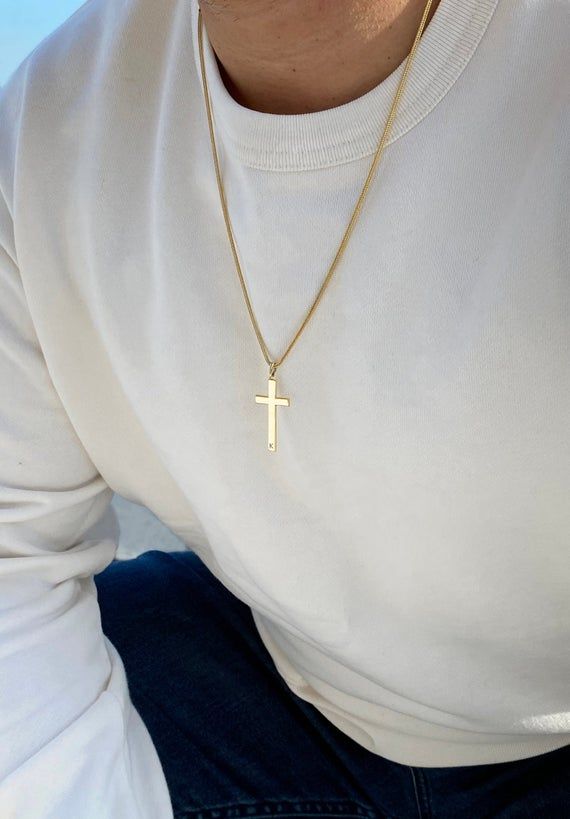 925 Sterling Silver Custom Cross Necklace - Personalized Cross Necklace - Customized Cross Necklace - Custom Birthday Gift for Boyfriend - 925 Sterling Silver Engraved Custom Necklace for Men - Valentines Day Gift for Him - Personalized Men's Jewelry - Birthday Gift for Him -  Silver Men Jewelry - Gold Men Necklace - Gift for FatherPerfect Gift for Him - Gift for Boyfriend - Gift for Son!Free USA Shipping!DESCRIPTION • AND • DETAILS- Material: 925 Sterling Silver - Finish: Black Rhodium , 14K Go Cross Necklace Aesthetic Men, Minimalist Box Chain Jewelry For Father's Day, Minimalist Pendant Necklace For Father's Day, Personalized Cross Necklace, Mens Cross Necklace, Personalized Cross, Custom Birthday Gifts, Cross Chain, Mens Crosses