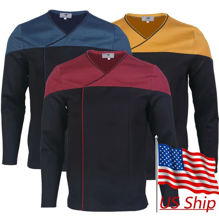 two men's sweaters with american flag on them