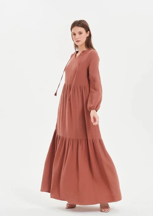 Aurelia Maxi Dress - White Casual V-neck Maxi Dress With Gathered Sleeves, Casual Long Sleeve Dress With Drawstring, Casual Long Sleeve Drawstring Dress, Flowy Cotton Maxi Dress For Fall, Spring Casual Maxi Dress With Gathered Sleeves, Modest Long Sleeve Midi Dress With Ruffle Hem, Casual V-neck Maxi Dress With Elastic Sleeves, Casual Smocked Maxi Dress For Fall, Flowy Long Sleeve Cotton Maxi Dress