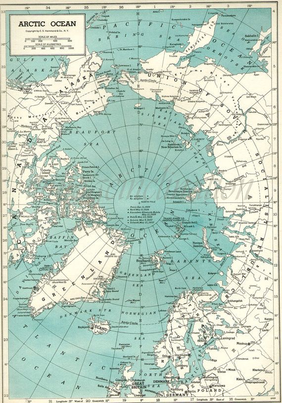 an old map of the arctic ocean