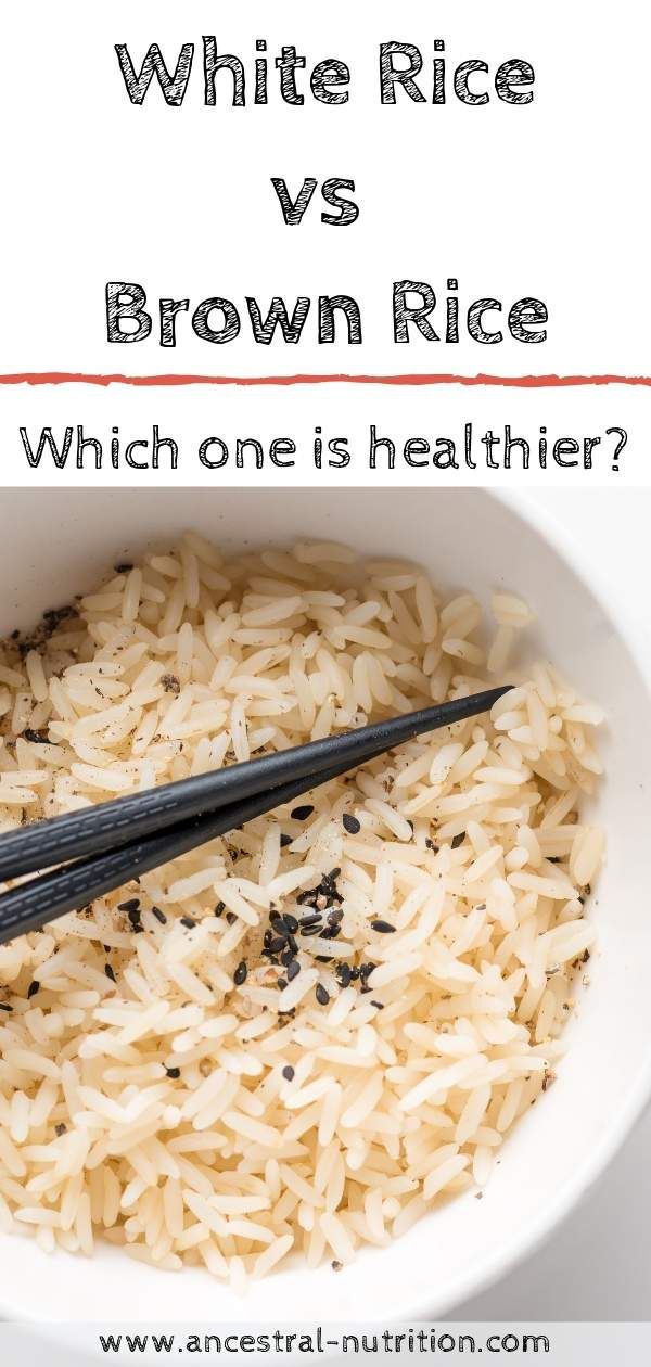 white rice and brown rice in a bowl with chopsticks next to it, which one is healthier?