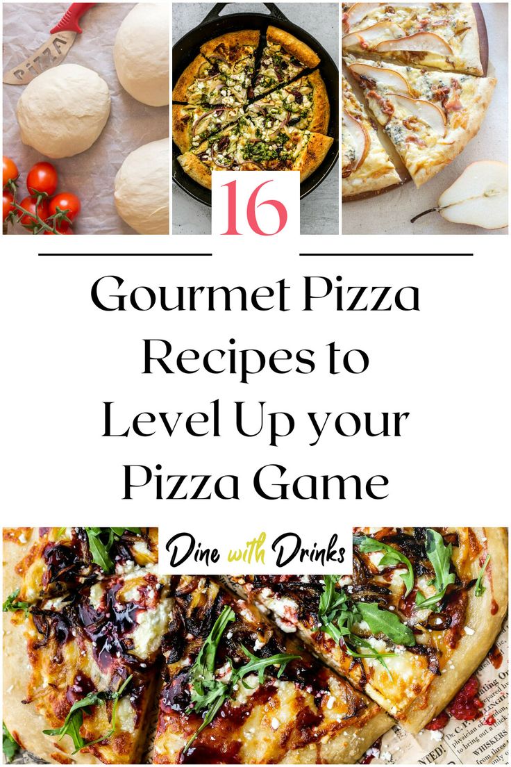 Collage of 4 gourmet pizza recipes. Cooler Ideas Fraternity, Asian Pizza, Unique Pizza Toppings, Gourmet Pizza Recipes, Fancy Pizza, Pizza Gourmet, Pizza Oven Recipes, Unique Pizza, Artisan Pizza