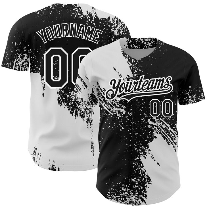 Custom Black White 3D Pattern Design Abstract Brush Stroke Authentic Baseball Jersey 3d Pattern Design, Baseball Jersey Men, St. Patricks Day, Alpha Kappa Alpha, Cheap Custom, Skull Fashion, 3d Pattern, Number 3, Sleeveless Crop Top