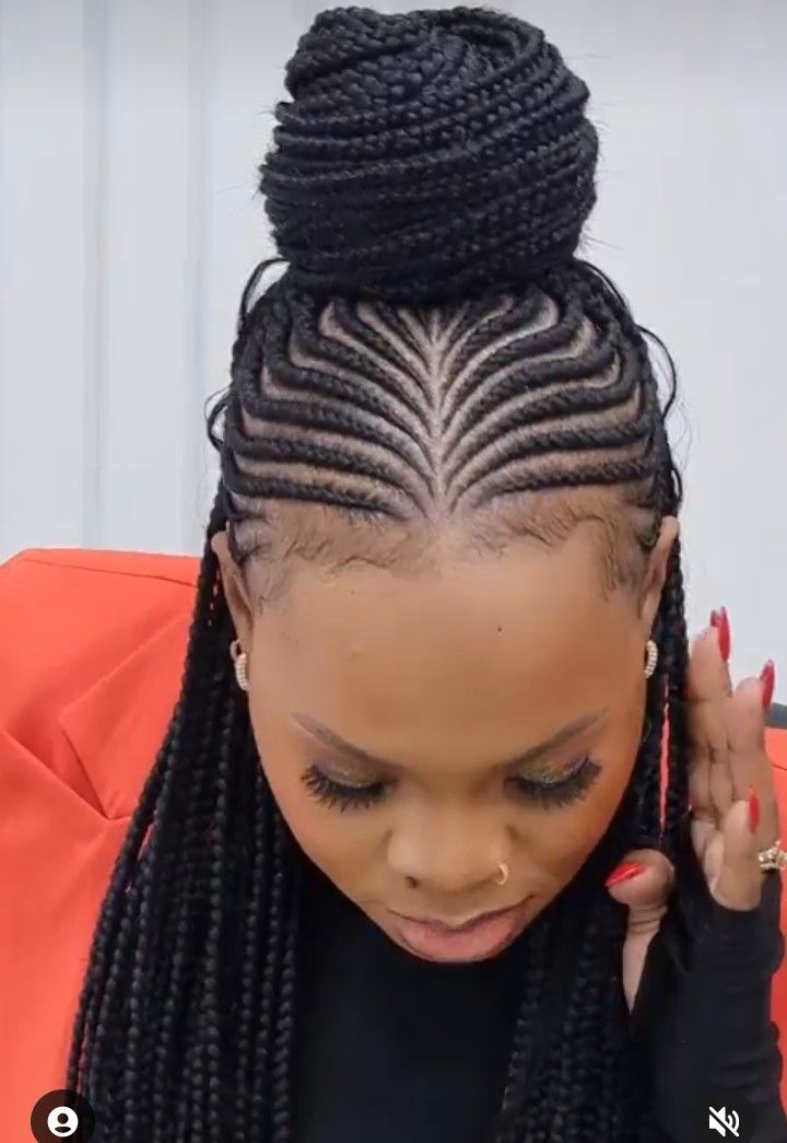 Fascinating African braids hairstyles for besties and friends that slay together. - Stylish Naija Ladies Hairstyles Braids, Ghanian Hair Styles, Braid Lines Hairstyles African, Half Ghanian Lines Hairstyles Latest, Two Lines Braids African, Spanish Braids Hairstyles Kenya, Half Lines And Braids Hairstyles, Bandika Lines Hair Styles, Hairstyles For Besties