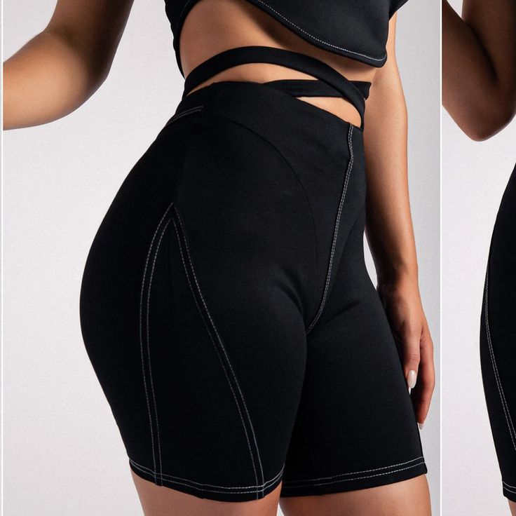 New In Black Size Small Stay On-Trend While You're On The Go In Our Marianna Panelled Ponti Bike Shorts. Designed In A Stretchy Jersey Fabric, Cross Over Waistband And Structured Panelling, It Will Give That Much More Shape To Your Waist And Hips. Wear With Oversized Outerwear, A Crop Top And Perspex Heels To Create A Vibe. Model Is 166cm And Is Wearing A Size S Length: 42cm 50% Rayon, 40% Nylon, 10% Elastane Machine Wash Cold Wash With Like Colours Exclusively Designed In Au Trendy High Waist Black Activewear, Trendy Black High-waisted Activewear, Trendy Black Sports Shorts, Trendy High-waist Biker Shorts For Workout, Trendy High Waist Biker Shorts For Workout, Trendy Black Shorts For Workout, Spring Biker Shorts For Night Out, Black Knee-length Biker Shorts For Summer, Sporty Stretch Biker Shorts For Night Out