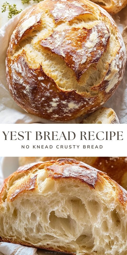 two pictures of bread with the words yeast bread recipe written on top and below it