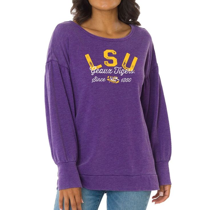 Combine a fashion-forward design and comfort with this LSU Tigers Brooklyn pullover sweatshirt. It features roomy balloon sleeves that add a stylish flair and acid-washed fabric for a vintage look. LSU Tigers graphics printed on the front make your fandom easy to see. Ecu Pirates, Geaux Tigers, Kansas State Wildcats, Pirate Woman, Lsu Tigers, Hats For Sale, Balloon Sleeves, Tigers, Pullover Sweatshirt