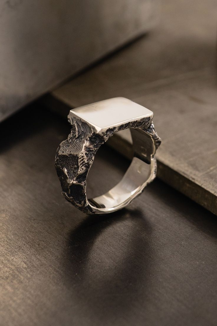 Rough Rings, Mens Ring Designs, Male Jewelry, Clay Silver, Man Ring, S Ring, Rough Texture, Bling Rings, Men's Rings