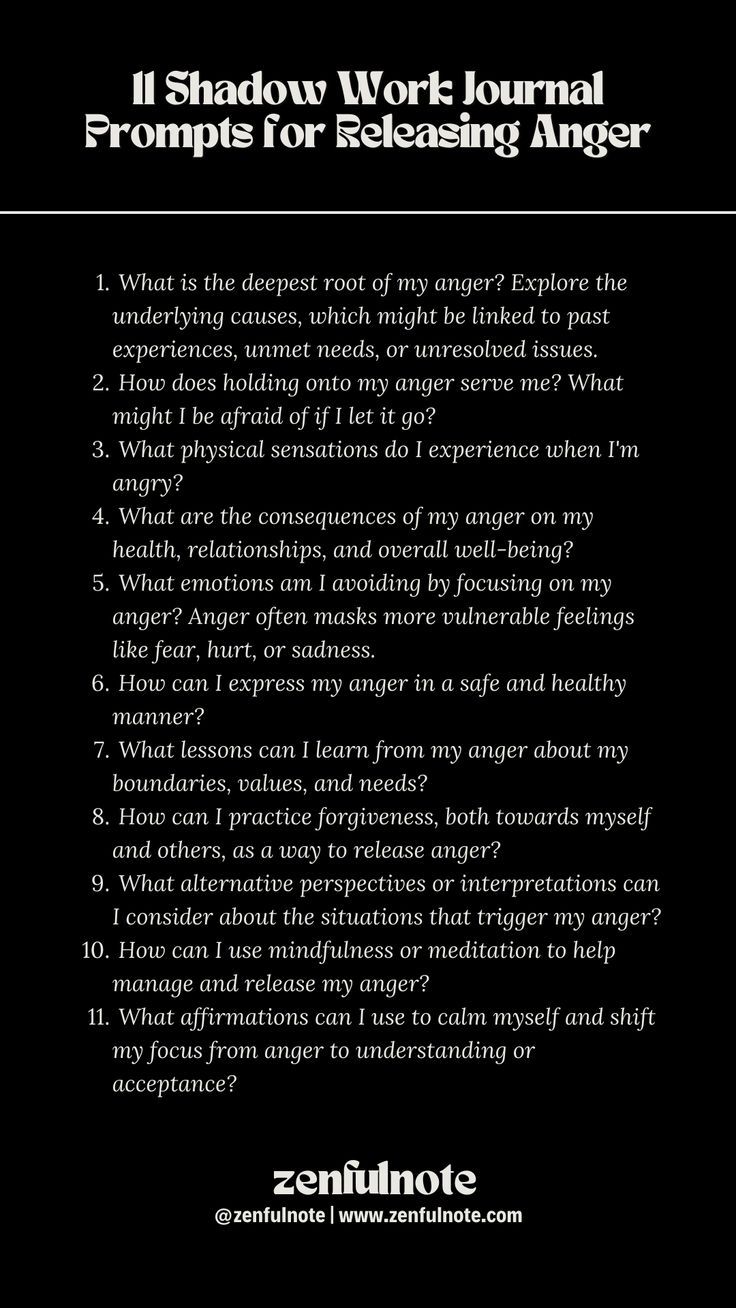 Releasing anger through shadow work involves understanding the root causes of your anger, acknowledging it, and then finding healthy ways to let it go. This process can lead to healing and transformation, helping you respond to future triggers with greater awareness and emotional intelligence. Releasing Anger, Shadow Work Journal Prompts, Work Journal Prompts, How To Release Anger, Shadow Work Journal, Healing Journaling, Daily Journal Prompts, Mental Health Facts, Work Journal