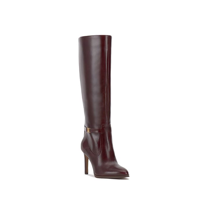 Vince Camuto-Skylie Boot Step out in flawless style with the Vince Camuto Skylie boot. Whether it's the smooth leather upper, elegant almond toe, or the sleek covered heel, you can never go wrong in this zipper boot. Click here for Boot Measuring Guide. Formal Snip Toe Heeled Boots For Fall, Elegant Brown Snip Toe Boots, Snip Toe Knee-high Boots For Winter Formal, Winter Formal Snip Toe Knee-high Boots, Classic Almond Toe Knee-high Boots For Fall, Winter Formal Knee-high Snip Toe Boots, Elegant Business Boots With Snip Toe, Chic Brown Mid-calf Boots For Formal Occasions, Fall Formal Knee-high Boots With Leather Lining