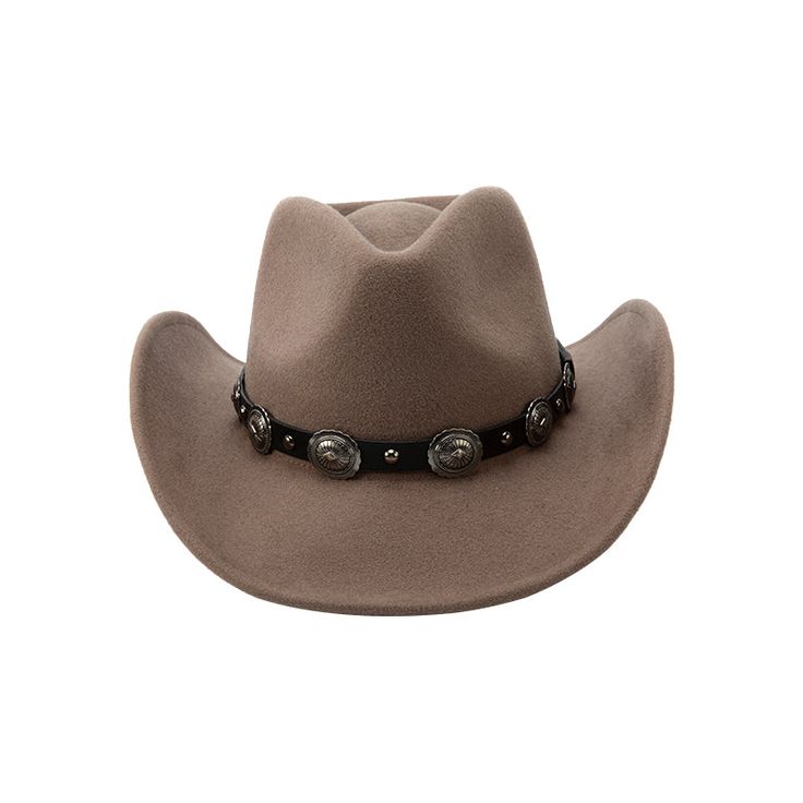 Band handmade by expert ecuadorian craftsmen.Material: leather-like with conchos. PREMIUM HAT BANDS FOR COWBOY HATSRenewing your cowboy hat with a new hatband is an excellent way to add a fresh and personalized touch to your western style. Gamboa hatbands offer a wide variety of designs to suit different tastes and occasions. You can choose from leather-like styles with studs, buckles, plates, and rivets, metallic accessories, bows, and more! Whatever your preference, our hatbands will help you Western Style Brimmed Felt Hat For Outdoor, Adjustable Country Style Top Hat For Outdoor, Southwestern Wide Brim Felt Hat For Western-themed Events, Western Style Adjustable Top Hat For Outdoors, Western Style Fedora For Country Events, Adjustable Western Felt Hat For Outdoor, Western Style Cap For Country Events, Western Felt Hat For Rodeo In Winter, Western Style Felt Hat For Rodeo In Winter