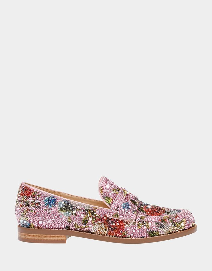 ARON FLORAL MULTI Loafers | Floral Rhinestone Loafers – Betsey Johnson Womens Dress Loafers, Shoes List, Luxurious Shoes, Funky Shoes, Morgan Wallen, Ageless Style, Loafers Style, Swag Shoes, Penny Loafer