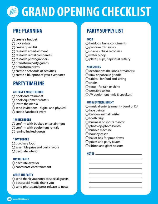 a printable grand opening checklist