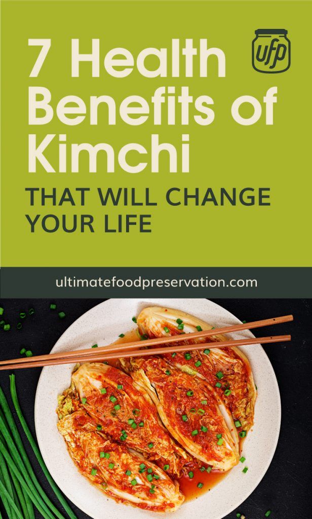 a plate with chopsticks on it and the title 7 health benefits of kimchi that will change your life