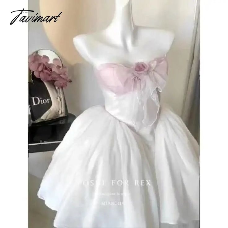 Tavimart Women Elegant Off Shoulder Patchwork Tutu Party Dress Summer Blue White Mesh Slim Sweet Pink Bow Mini Dress For Wedding, Pink Mini Dress With Bow For Wedding, Feminine Bow Mini Dress For Wedding, Feminine Mini Dress With Bow For Wedding, White Sleeveless Mini Dress For Prom Season, Mini Length Wedding Dress With Bow, Mini Wedding Dress With Bow Detail, White Tulle Mini Dress For Party, White Bow Mini Dress For Party