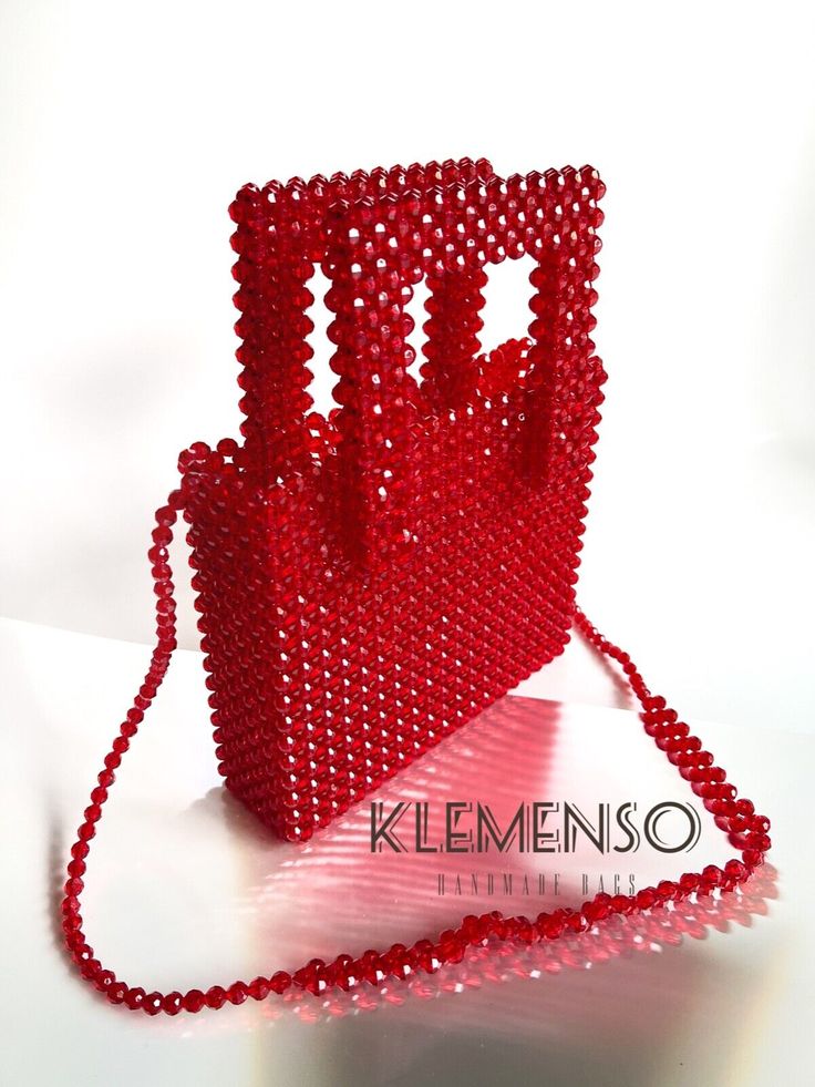 Diy Hair Accessories Tutorial, Hair Accessories Tutorial, Powder Lipstick, Crystal Bags, Red Tote, Red Bag, Pearl Bag, Red Handbag, Beaded Purses