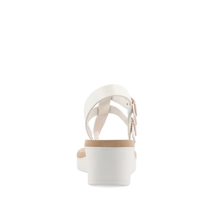 Step into chic summer style with the Bianca wedge sandal from Journee Collection. Crafted from durable faux leather, this sandal boasts a fashionable T-strap adorned with a buckle for a secure and adjustable fit. With a comfortable 2 1/4-inch heel and an 8 mm Tru Comfort Foam insole™, the Bianca effortlessly combines on-trend design with all-day wearability, making it the perfect choice for warm-weather adventures. • Open-toe • Buckle • 8 mm Tru Comfort Foam™ Insole • 2 1/4-in Wedge • Faux Leath Chic Summer Style, Sneaker Slippers, Slipper Sandals, Wedge Heel Sandals, 4 Inch Heels, Wide Shoes, T Strap Sandals, Wide Calf Boots, Fashion Heels