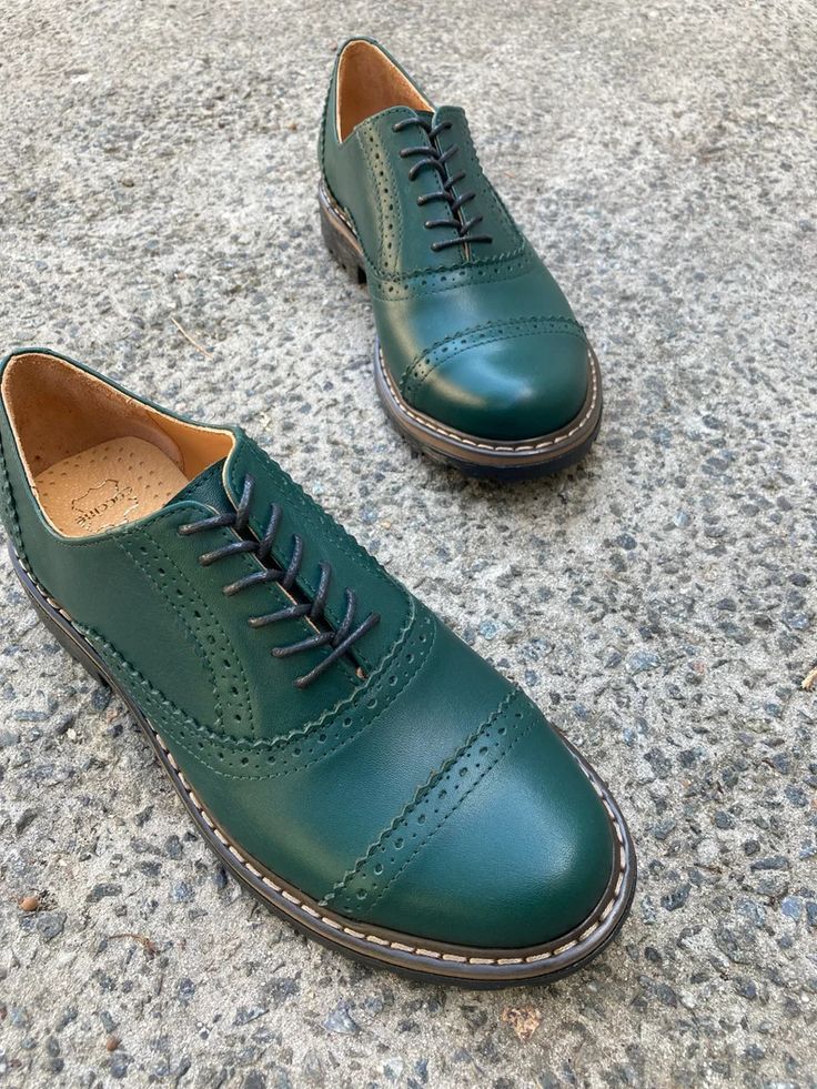 Green Leather Women Handmade Oxfords Brogue Tie Shoes | Etsy Green Lace-up Oxfords For Derby, Green Wingtip Leather Shoes For Derby, Green Round Toe Oxfords For Office, Green Dress Shoes For Derby With Round Toe, Green Wingtip Dress Shoes With Brogue Detailing, Green Cap Toe Oxfords For Derby, Green Leather Sole Dress Shoes For Office, Green Brogue Dress Shoes With Plain Toe, Green Round Toe Oxfords For Formal Occasions