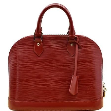 Item Details: Designer: LOUIS VUITTON Retail: N/A Model: Alma MM Style: Satchel Bag Material: Epi Leather Color: Red Made: France Date Code: FL3140 Year: 2010 Size: W 14" H 10" D 6" Accessories: Dust Bag and Padlock. Condition Detail: Excellent - The Item is in excellent condition with minimal signs of use. Outside: Light signs of use. Inside: Light signs of use. Pocket: Clean condition. Canvas: Clean condition. Corners: Scratches, signs of use. Hardware: Scratches, signs of use. Smell: No smell Pre Owned Louis Vuitton, Leather Satchel Bag, Satchel Bag, Lighted Signs, Leather Satchel, Louis Vuitton Handbags, Satchel Bags, Designer Handbags, Satchel