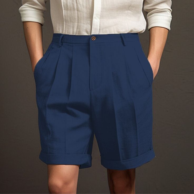 Season:Summer; Fabric:Linen Cotton Blend; Gender:Men's; Style:Designer,Fashion; Occasion:Holiday,Daily,Casual; Fit Type:Regular Fit; Function:Breathable,Comfort; Waistline:Mid Waist; Pattern:Plain; Design:Pocket,Pleats,Button; Brand:OUKU; Pants Type:Shorts,Linen Shorts,Pleated Shorts,Dress Shorts,Summer Shorts; Fly Type:Button; Front page:FF; Listing Date:12/27/2023; Hips:; Length:; Waist:; Pants Length:Short Tennis Sunglasses, Shorts Linen, Shorts Dress, Tennis Bags, Button Pants, Football Game Outfit, Golf Dresses, Dress Shorts, Womens Golf Shoes