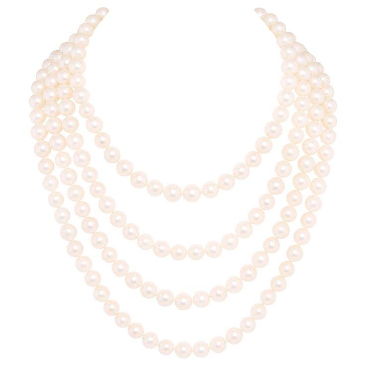 The 75” Japanese Akoya pearl necklace consists of 205 round pearls (Pinctada Fucata) of 8.5/9mm diameter. The pearls display a lovely nacre, lustre, and iridescence. The necklace is held together by a handmade 18 carat white gold clasp decorated with round diamonds of top quality (F/G-VVS). The clasp is signed EG. Jewellery Displays, Pearl Rope, Japanese Pearls, Akoya Pearl Necklace, Pearl Strands Necklace, Pearl Jewels, Long Pearl Necklaces, Cultured Pearl Necklace, Antique Necklace