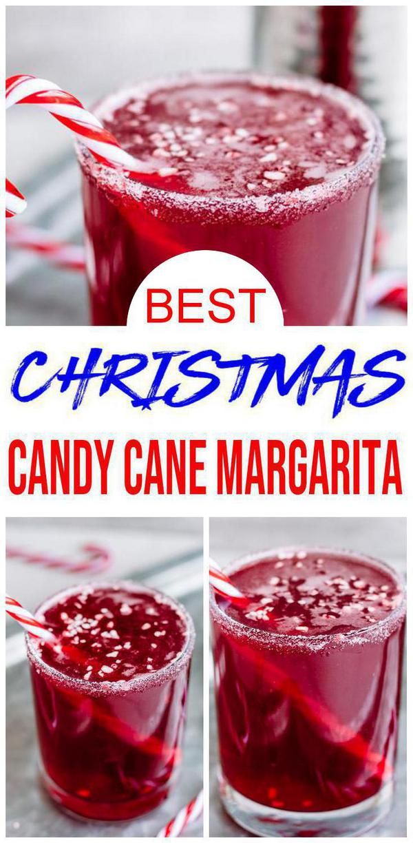 two glasses filled with candy cane margaritas and the words best christmas candy cane margarita