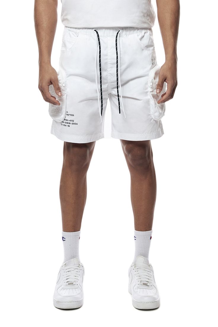 Details Fit: Lounge Color: White Material: 100% Polyester Style: WS23182 Windbreaker Shorts, Nylon Shorts, Denim Branding, White Material, Color White, Lounge, Street Wear, White, Color