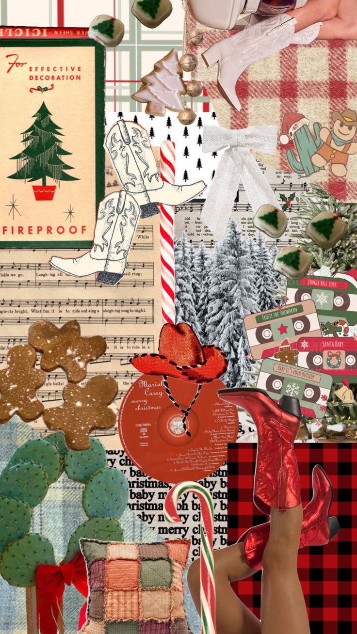 a collage of christmas cards and decorations