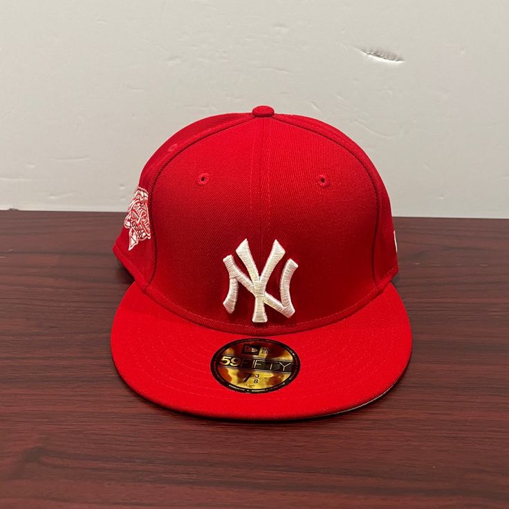 Brand - New Era Hat Model - 59fifty Hat Type - Fitted Team - New York Yankees League - Mlb Color - Red & White Condition- Brand New Sizes Available; 7 3/8 Red Baseball Cap With Flat Crown For Sports Events, Red Baseball Cap For Sports Events, Red Flat Crown Baseball Cap For Baseball Season, Red Flat Crown Baseball Cap For Sports Events, Red Fitted Hat For Baseball With Flat Crown, Red Fitted Hat For Baseball Season, Red Fitted Hat For Sports With Flat Crown, Red Fitted Hat With Flat Crown For Sports, Red Fitted Hat For Baseball Season Streetwear